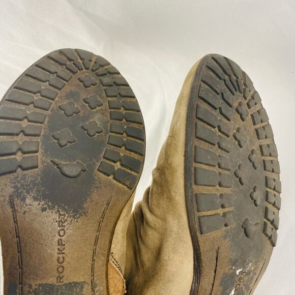 Rockport Beige Tan Suede Leather Ankle Boots Size 6.5 - Picture 4 of 8